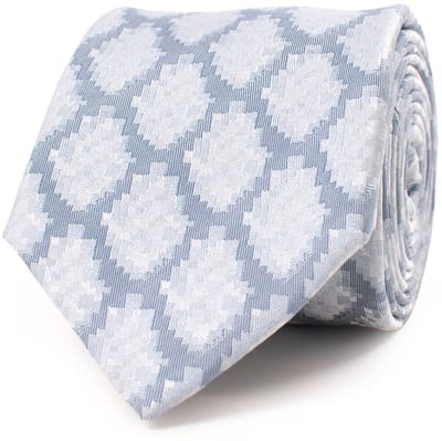 TRESANTI | GILIAN | Silk tie with a checked ikat pattern | Blauw