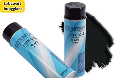Spuitbus hoogglans 500 ML Professionele afwerking: Sneldrogende Hoogglans Zwarte Spuitverf 500 mL - Ideaal voor Metaal, Hout, Aluminium en Steen