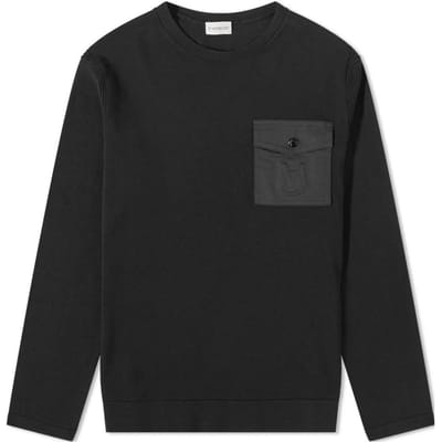 Moncler Effen Kleur Ronde Hals Pullover Casual Sweatshirt Heren sweatshirt Zwart 9C000-17-M1367-999 M black