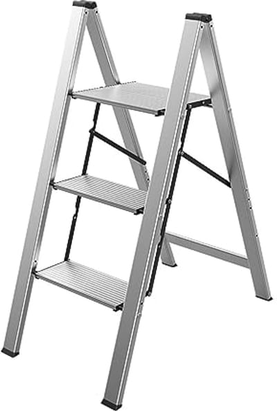 Vouwladder met 3 treden van aluminium - Huishoudladder tot 150 kg