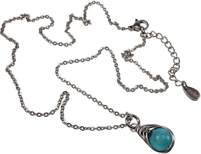 Cabelketting met Turquoise Kattenoogsteen Hanger, Ketting met HangerDames, RVS - Verstelbaar 45-50cm - Handgemaakt dood esde2
