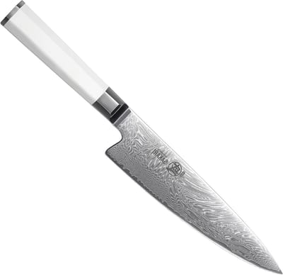 Japanse Damascus Kookmes 20cm - Razorscherp VG-Pro Staal, Precisie Snijden voor Vlees en Groenten, Ergonomische G10 Handgreep