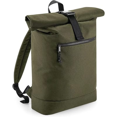BagBase Recycled Roll-Top Backpack BG286 - Military Green - 32 x 44 x 13 cm