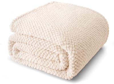 Zachte en warme knuffeldeken - Pluizige fleece bankdeken 220 x 240 cm ivoor