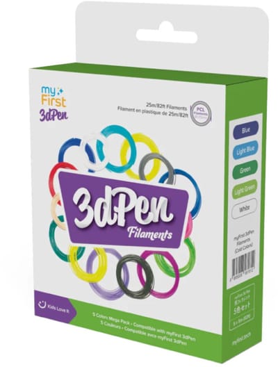 myFirst FP3301AC-CC01 Filamentpakket PCL Geurarm, Niet-trekkend 1.75 mm 90 g Wit, Blauw, Lichtblauw, Lichtgroen, Groen 5 stuk(s)
