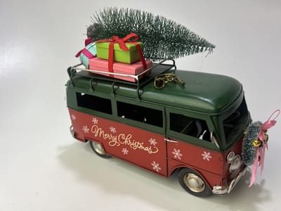 Retro Kerst Bus Groen vw t2 look metaal