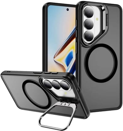 Hoesje Geschikt voor Samsung Galaxy S26 Plus - Compatibel met MagSafe & Qi2 - Back Cover met Standaard - Camera Kickstand - Zwart
