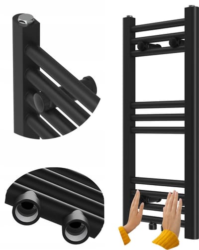 Granitan Badkamerradiator Raven - 70x30cm - Zwart - Ladderverwarming - Handdoekradiator
