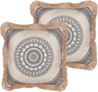 AGRIMONY - Sierkussen set van 2 - Beige - 45 x 45 cm - Polyester