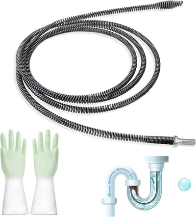 Effectieve Spiralen voor Afvoerreiniging, 10 mm x 4 m, Universele Spiralen voor Hardnekkige Verstopingen, Inclusief Booraccessoire en Handschoenen