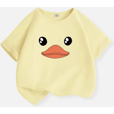 Cartoon Gedrukte Jongen En Meisje Top Eend Smiley Gezicht Kinder T-shirt met Korte Mouwen 160 beige