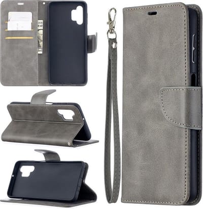 MobyDefend Hoesje - Geschikt voor Samsung Galaxy A32 (5G) - Wallet Book Case Met Koord - Grijs