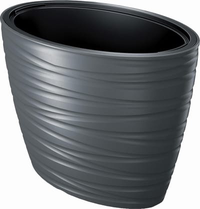 Prosperplast Maze bloempot plantenbak 2in1 incl. Bloempot weerbestendig voor binnen en buiten ovaal 42.3cm hoogte kunststof (antraciet)
