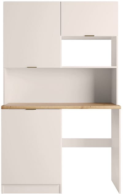 Vente-unique Multifunctioneel meubel kitchenette en wasruimte - Met werkblad 120 cm - Beige en naturel - CARMEO