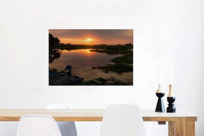 Canvas Schilderij Zonsondergang aan het water bij de Pantanal - 60x40 cm - Wanddecoratie