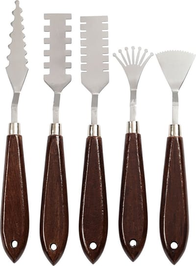 Paletmessen set met patroon, l: 17-21 cm, 5 assorti
