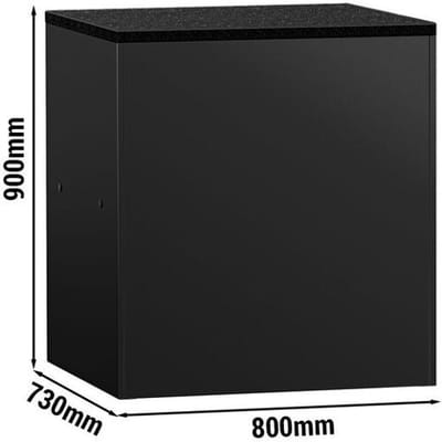 GGM Gastro Kassentisch MADRID - 800mm - Arbeitsplatte aus schwarzem Marmor - Schwarz Matt