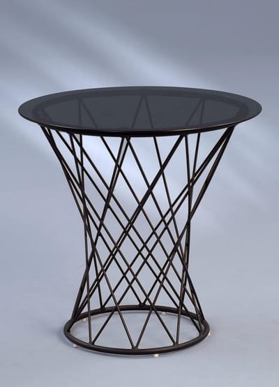 Bijzettafel Metaal - Ronde Tafel - Woonkamer Decoratie - Veiligheidsglas Plaat - 50 x 50 cm - Zwart