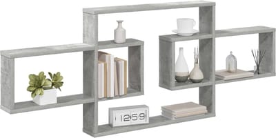 vidaXL - Wandplank - Betongrijs - 130 - x - 10 - x - 50 - cm - Bewerkt - hout