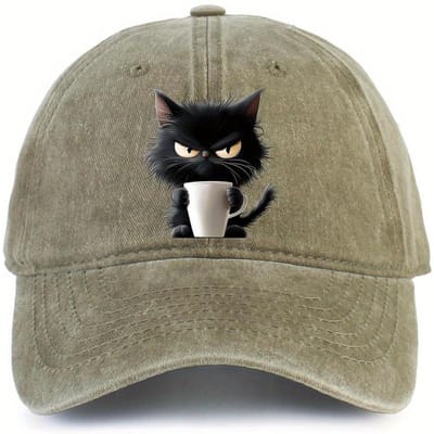 Leuke honkbalpet met kattenprint is een must-have voor dagelijkse vrijetijd, buitenreizen en zonwering gray