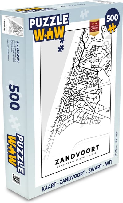 Puzzel Kaart - Zandvoort - Zwart - Wit - Legpuzzel - Puzzel 500 stukjes
