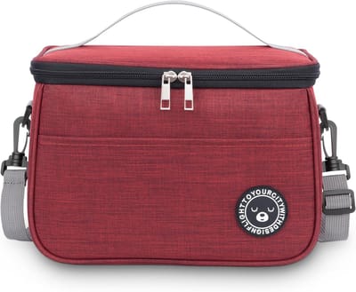 Famanu - Geïsoleerde lunchtas 6,4L, koeltas, Bento-lunchtas met schouderbanden, werklunchtas opvouwbaar, thermische lunchtas voor werk, reizen, kantoor, picknick (Rood, 6.4L)