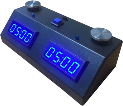 Digitale Schakklok Zwart met Blauwe LED Display - Professioneel Voor Toernooien