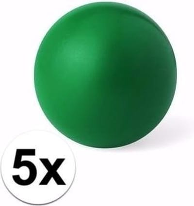 5 groene anti stressballetjes 6 cm