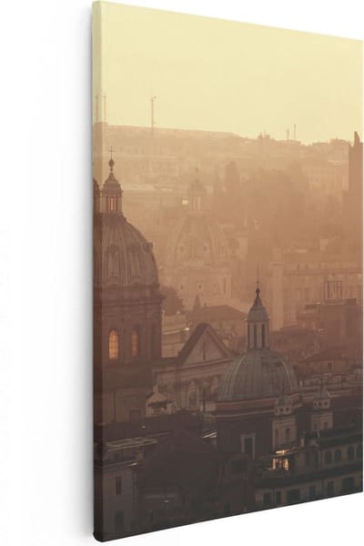 Artaza Canvas Schilderij Skyline - 20x30 cm - Klein - Wanddecoratie Stad - Muurdecoratie Rome - Kamer Accessoires Zonsondergang