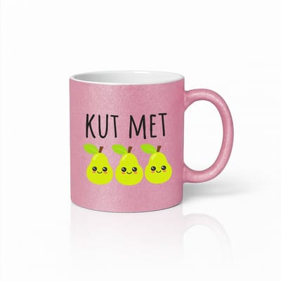 Kut Met Peren Mok 330ml – Roze Glitter Koffiemok met Schattige Peren – Grappig Nederlands Humor Cadeau