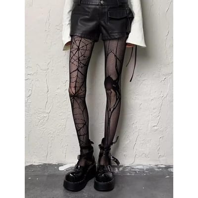 Nieuwe Mode Spin Holle Visnet Kousen Gotische Punk Cosplay Sokken Zwarte Panty's Vleermuisvorm Sexy Kousen Nylon Panty One Size gray