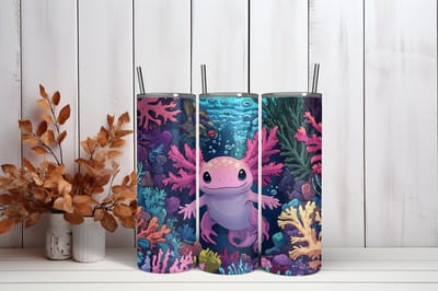 Thermosbeker Axolotl Design - 600 ml RVS Tumbler met Rietje - Cadeau - Schoolbeker - Anti-lek - Tumbler - Werkbeker - Anti-mors