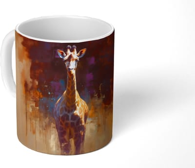 Mok - Koffiemok - Giraf - Bruin - Abstract - Geschilderd - Mokken - 350 ML - Beker - Koffiemokken - Theemok