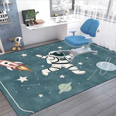 Ruimte Astronaut Cartoon Tapijten voor Woonkamer Kinderkamer Kruipen Wasbaar Antislip Speelvloermat Kinder Slaapkamer Garderobe Kleden 80*120cm