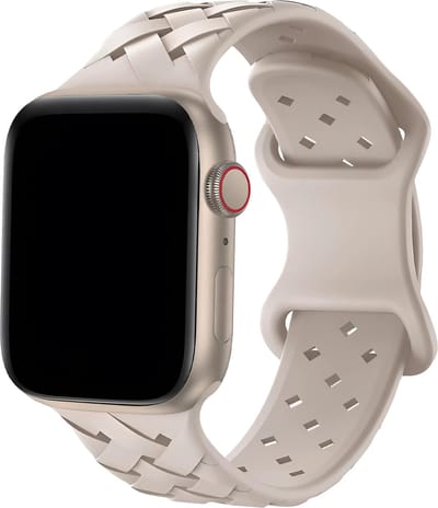 Innerlight® Wave - Creme Wit - 38mm / 40mm / 41mm - Siliconen Apple Watch bandje geschikt voor Apple Watch - Geschikt als Apple Watch bandje voor Series 1/2/3/4/5/6/7/8/9/10 42mm/11 42mm/SE