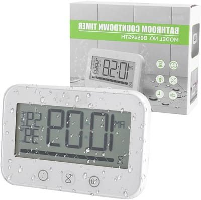 Waterdichte Badklok met Temperatuur en Vochtigheid, Digitale Douche Timer en Keuken Alarmklok, Batterijgevoed voor Badkamer en Keuken