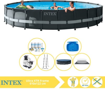 Intex Ultra XTR Frame Zwembad - Opzetzwembad - 610x122 cm - Inclusief Onderhoudspakket en Voetenbad