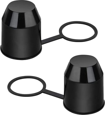 Famanu - Set van 2 kunststof kogelafdekkappen, stofdicht, waterdicht, zwart, universeel