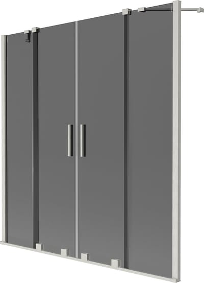 Mexen Velar Duo badwand scherm 2-delig schuifbaar 140 x 150 , grafiet, geborsteld nikkel - 896-140-000-42-97