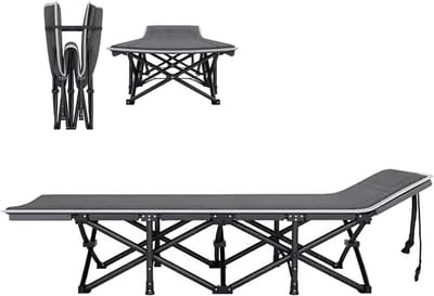 Campingbed Volwassenen - Opklapbaar Bed - Buiten Slapen - Extra Breed Ontwerp - 200 kg Draagvermogen - Zwart
