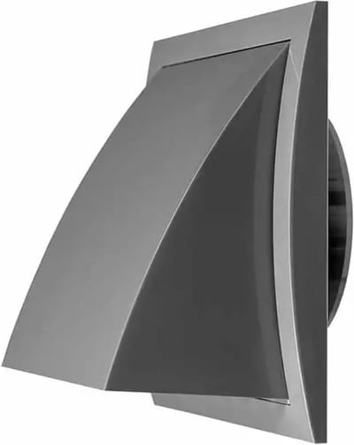 Gevelrooster met terugslagklep 150x150 mm diameter 100 mm grijs - ND10FVP