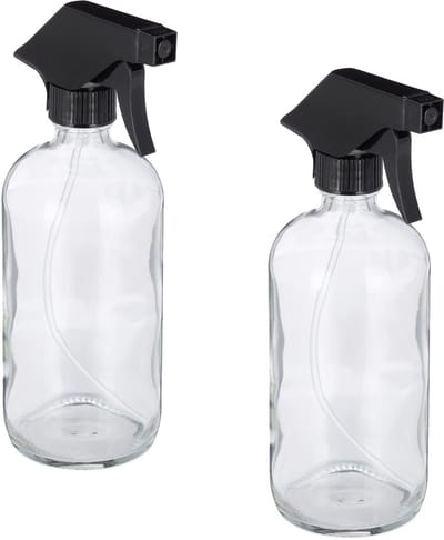 spuitfles - glas - 2 x 500 ml - navulbaar - mist en straal - voor haar - leeg - doorzichtig