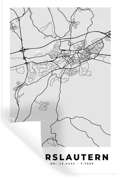 Muurstickers - Sticker Folie - Kaiserlautern - Kaart - Stadskaart - Plattegrond - Duitsland - 20x30 cm - Plakfolie - Muurstickers Kinderkamer - Zelfklevend Behang - Zelfklevend behangpapier - Stickerfolie