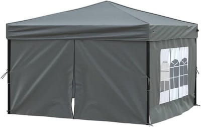 Opvouwbare Partytent - Feesttent Tuin - Buitenfeesten Organiseren - Waterafstotend UV-beschermend - 3 x 3 Meter - Antraciet