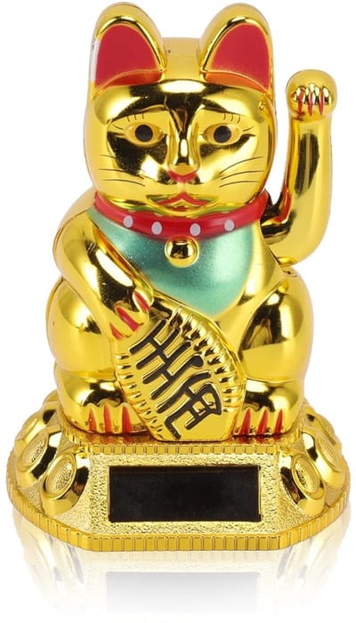 Dailygoods- Gelukskat Zwaaiend - Feng Shui Decoratie - Zonne-energie - Schattige Kat - Rijkdom en Geluk - 3,15x1,77x1,77 Inch - Gelukskatje