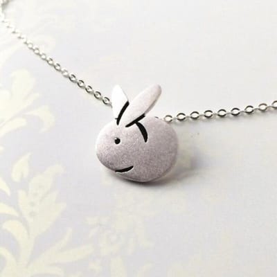 Nieuwe Creatieve Vrouwelijke Mooie 925 Sterling Zilveren Sieraden Persoonlijkheid Geborstelde Dierenriem Konijn Hanger Kettingen Xl186 gray