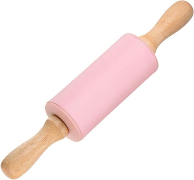 Silicone roll with a length of 23.3 cm, ergonomic wooden handle made of silicone and oak, non-stick coating - ShopVlot
