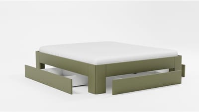 B Bright Bed Fresh 500 met 3 opbergladen - 140 x 200 cm - rietgroen