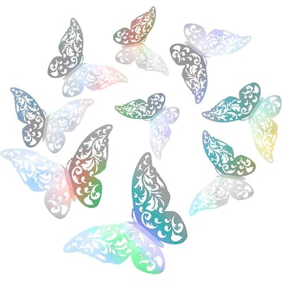 12 Stuks 3D Vlinder Muurdecoratie Verwijderbare Holle Vlinder Stickers Muurschildering Stickers DIY Muurkunst white