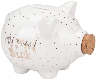 Clayre & Eef Spaarpot Varken Wit Keramiek